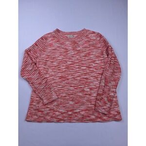 AnyBody Sweater Women Large Pink Space Dye Knit Long Sleeve Crewneck Casual Soft